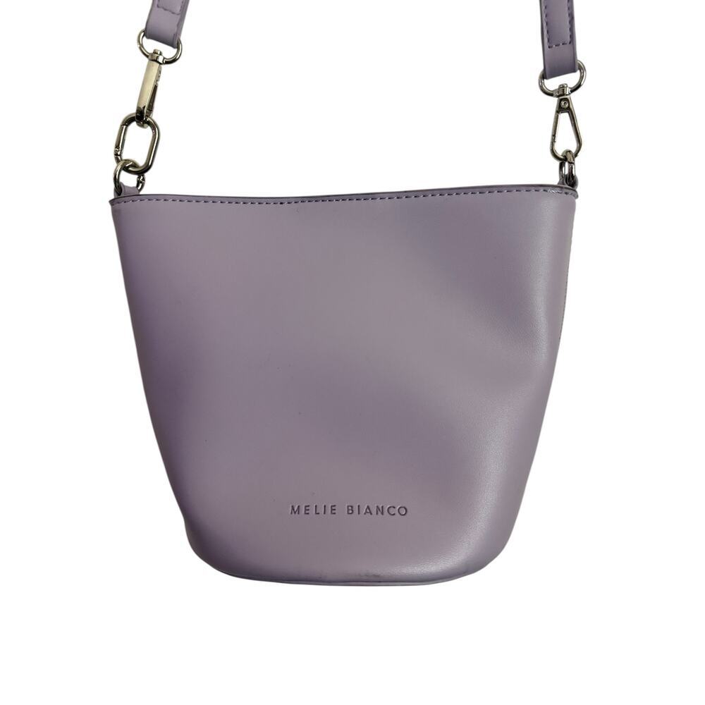 Melie Bianco Lavender Vegan Leather Bucket Crossbody Bag Adjustable Strap